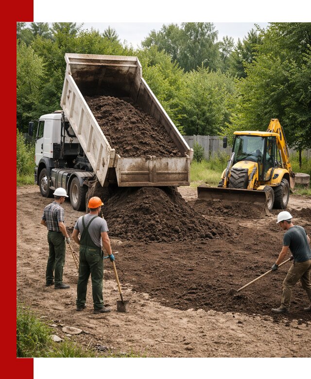 Доставка и укладка грунта для выравнивания участка в Сочи