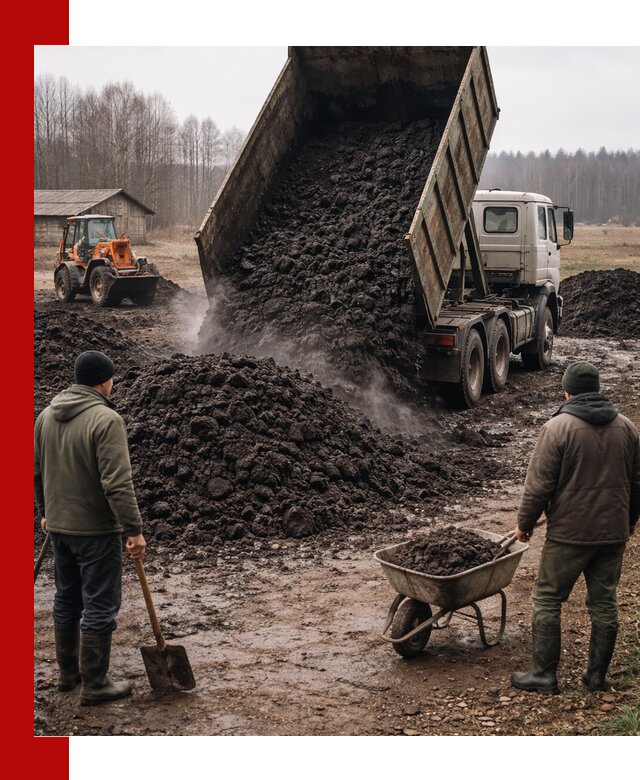 Доставка низинного торфа с разгрузкой и доставкой в Сочи