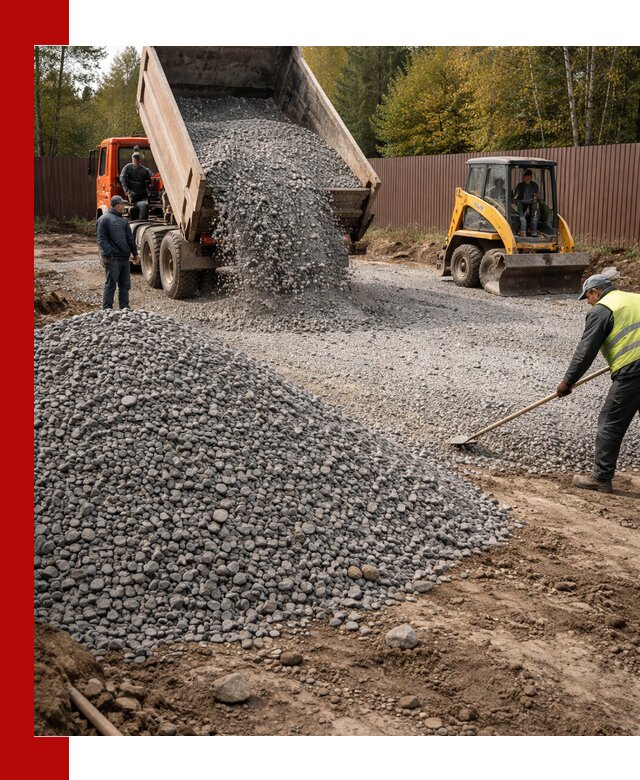 Отсыпка участка щебнем с доставкой и уплотнением в Сочи